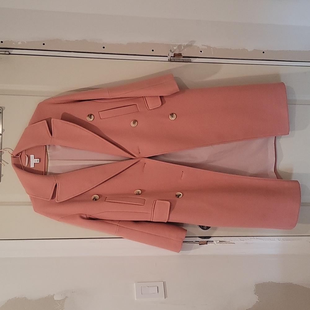 Topshop pink double breasted cocoon winter coat